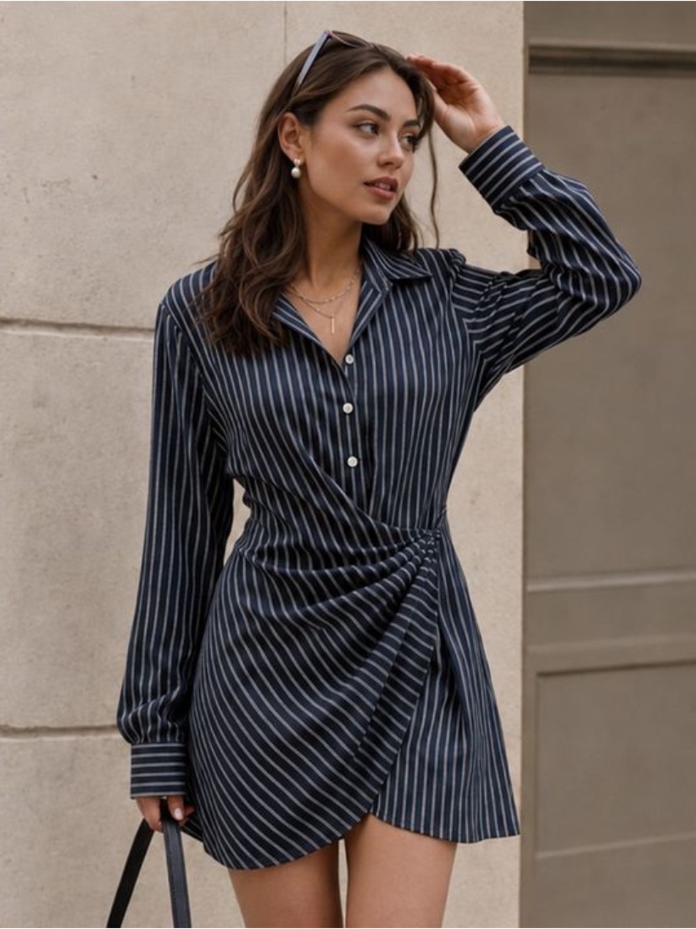 NWT Commense Navy Twist-Waist Mini Dress S